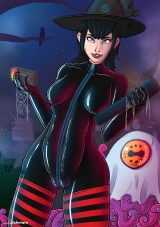 halloween-2023-mavis_striped-socks-catsuit-black