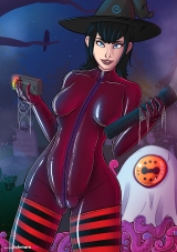 halloween-2023-mavis_striped-socks-catsuit-plum