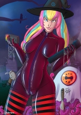halloween-2023-mimi_striped-socks-catsuit-plum
