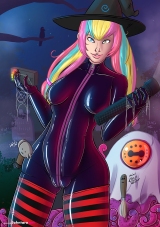 halloween-2023-mimi_striped-socks-catsuit-purple