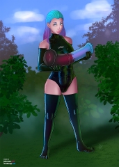 Wild-girl-Catherine_Swimsuit-holding-donger